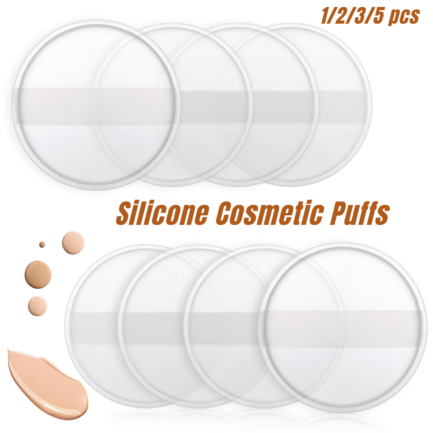 Beauty Makeup Blender - 1-5Pcs Silicone Cosmetic Puff Soft Makeup