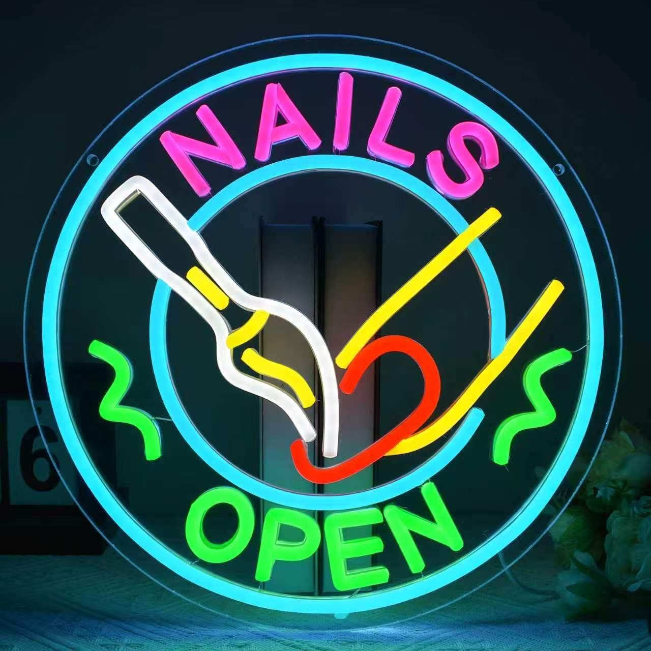 Beauty And Makeup Studio - Nails Open Neon Sign USB Dimmable