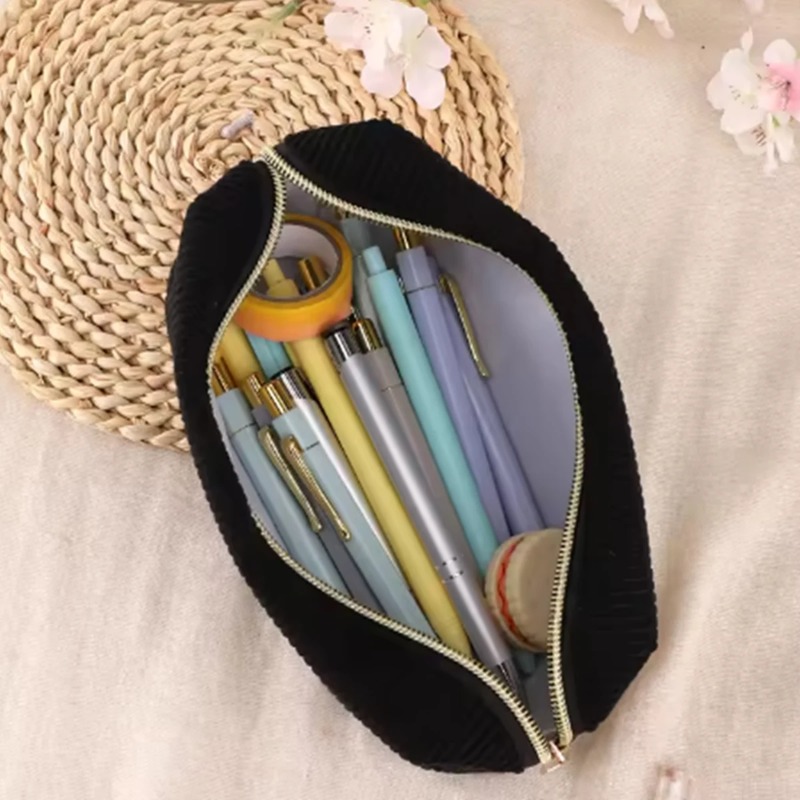Beauty Makeup School - Portable Corduroy Makeup Bag Large Capacity
