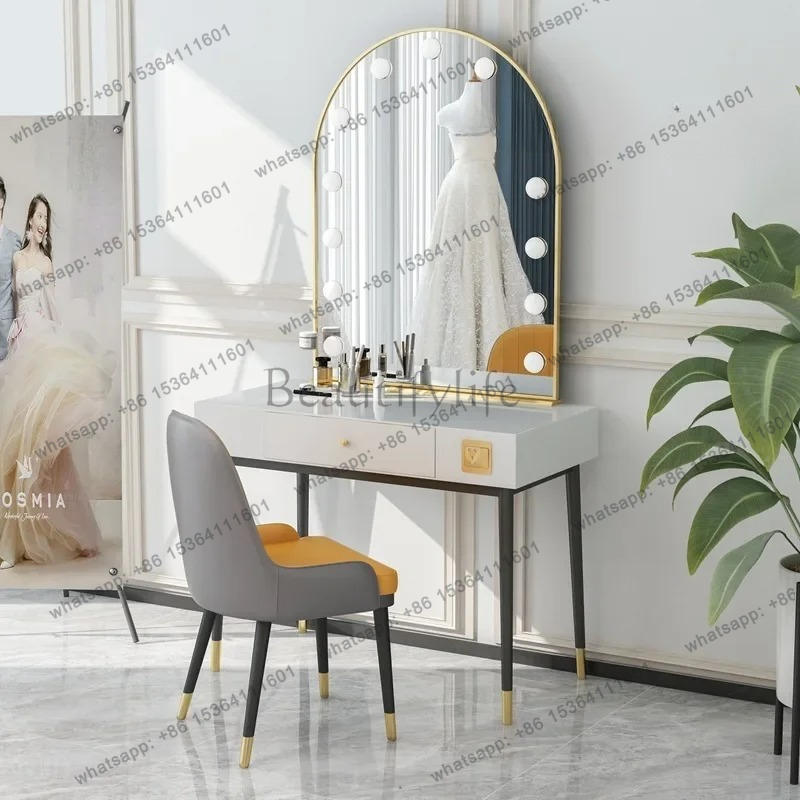 Beauty And Makeup Studio - simple lamp mirror makeup table, wedding