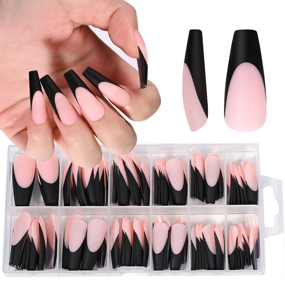 Nail Extension Tips - 120PC Black French Gel Nail Tips