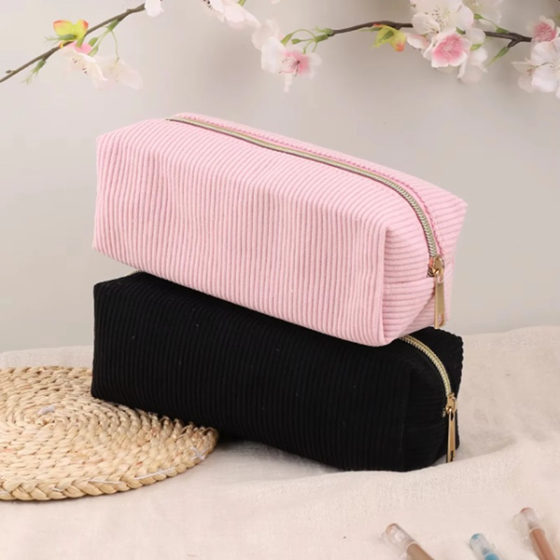 Portable Corduroy Makeup Bag L - огляд і ціна Beauty Makeup School