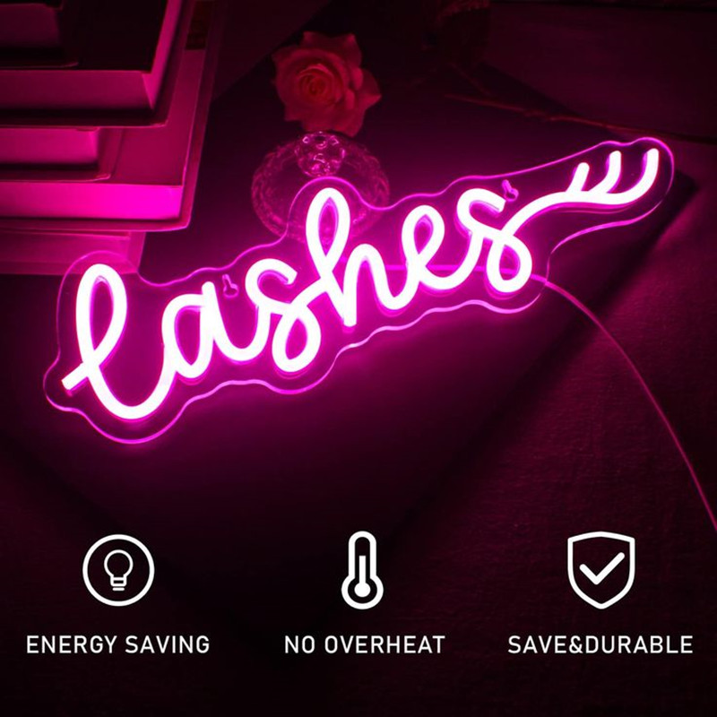 Pink LED Lashes Neon Sign Wall - огляд і ціна Beauty And Makeup Studio