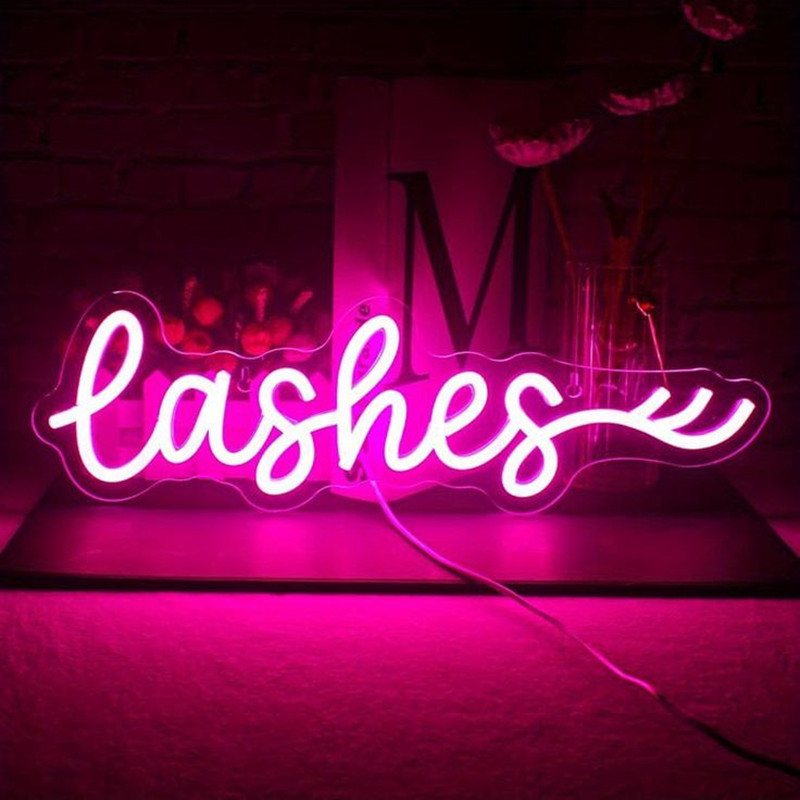 Pink LED Lashes Neon Sign Wall - огляд і ціна Beauty And Makeup Studio