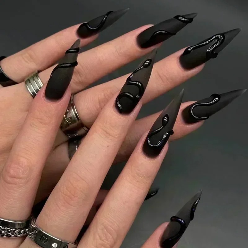 24pcs Halloween Dark Scrub Fak - огляд і ціна Nail Extension Tips